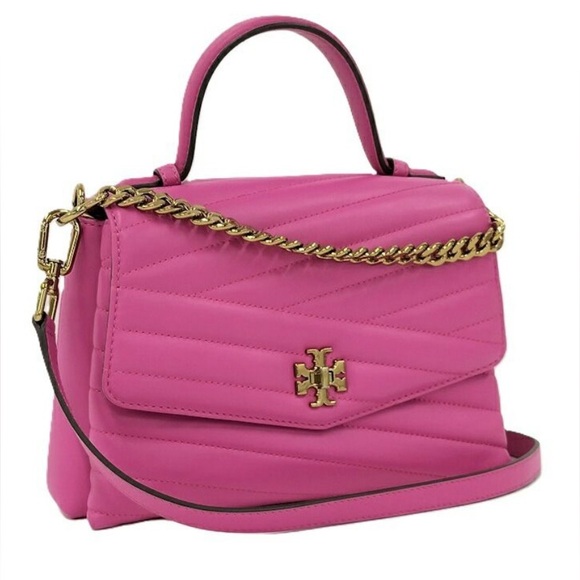 Tory Burch Kira Chevron Convertible Shoulder Bag Top Handle Bag PINK - Picture 4 of 11